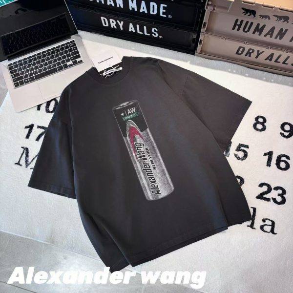 High Quality Alexander Wang Short Sleeves Black Cotton Washed Collection