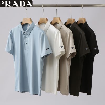 Premium Prada Short-Sleeved Shirts Black Logo Collection
