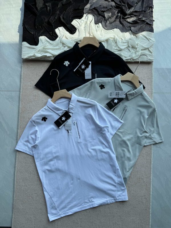 Premium Descente Polo Shirt Black Polyester Breathable Collection