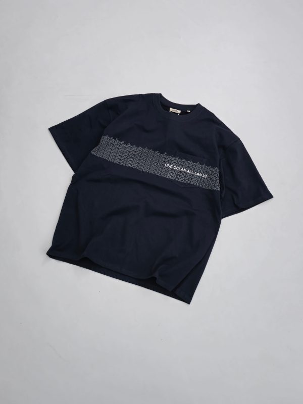 High Quality Ami Short Sleeves Navy Cotton Print Style