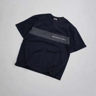 High Quality Ami Short Sleeves Navy Cotton Print Style