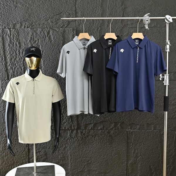 Premium Quality Descente Short-Sleeved Black Silk Breathable Style