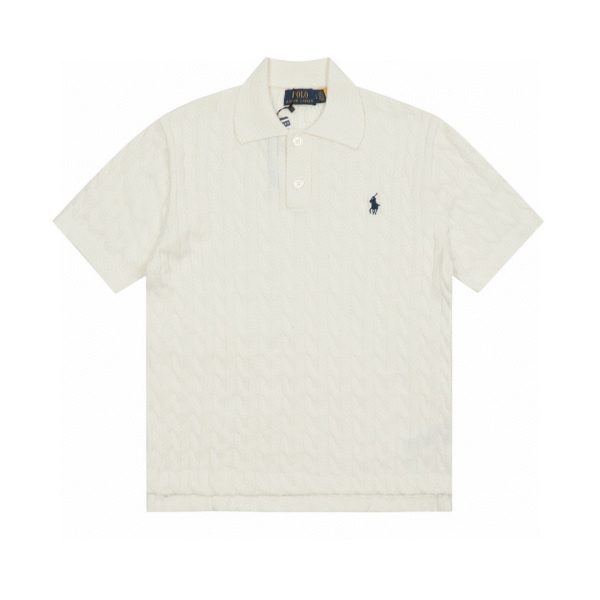 High Quality Ralph Lauren Short-Sleeved Shirt Black Knit Solid Style
