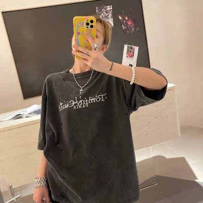 Premium Margiela Short Sleeves Black Cotton Washed Style