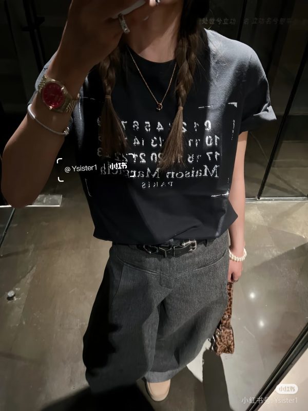 Luxury Margiela Short Sleeves Black Cotton Washed Luxury