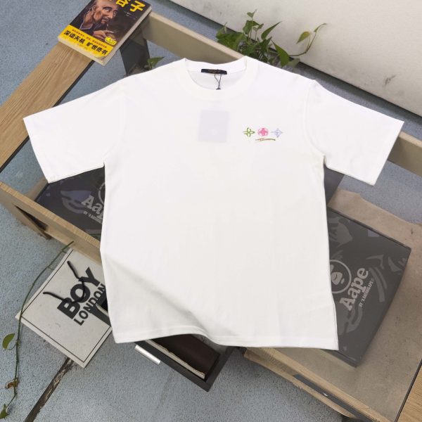 Premium Quality Louis Vuitton Short Sleeves Black Cotton Logo Collection