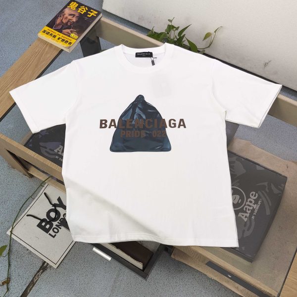 Luxury Balenciaga Short Sleeves Black Cotton Logo Collection