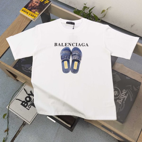 Luxury Balenciaga Short-Sleeved T-Shirt Black Cotton Logo Luxury