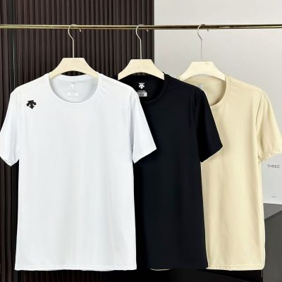 Luxury Descente Short Sleeves Black Silk Casual Collection