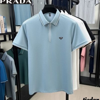 High Quality Prada Short-Sleeved Shirts Black Silk Style