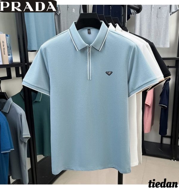High Quality Prada Short-Sleeved Shirts Black Silk Style