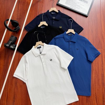 Premium Quality Fred Perry Short-Sleeved T-Shirts Black Denim Solid Collection