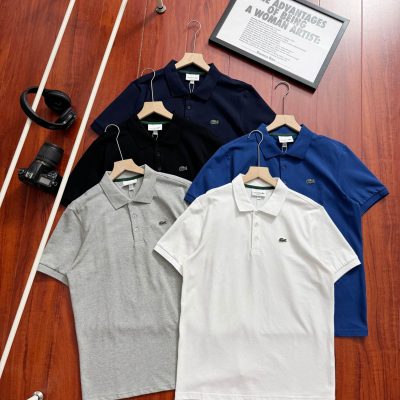 Premium Lacoste Short-Sleeved Shirts Black Denim Casual Collection