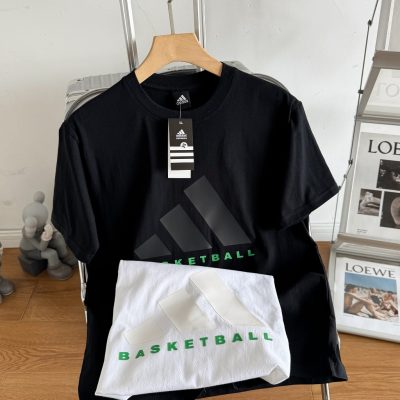 High Quality Adidas Short Sleeves Black Cotton Minimalist Style