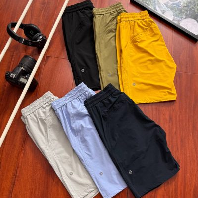 High Quality Lululemon Shorts Black Polyester Breathable Style