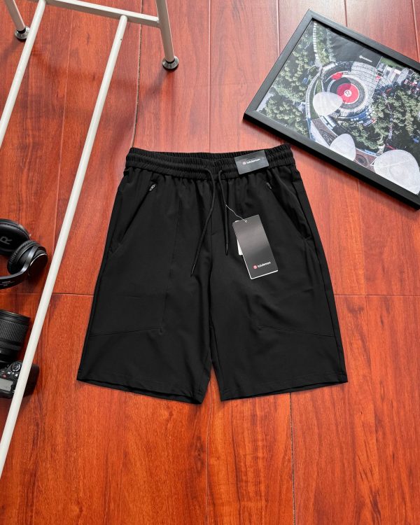 High Quality Lululemon Shorts Black Polyester Embroidered Style