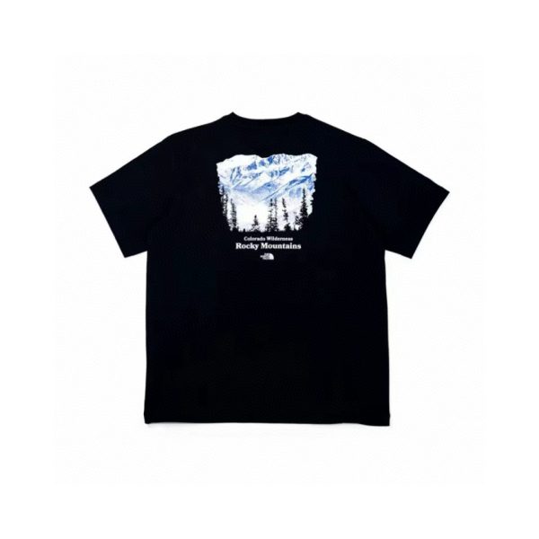 Premium The North Face Short Sleeves Black Cotton Retro Style