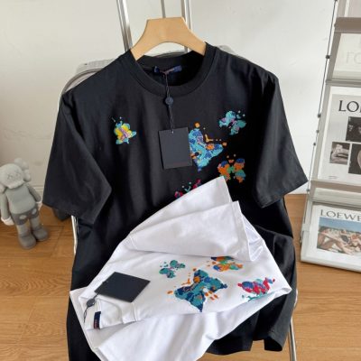 Best Selling Louis Vuitton Short Sleeves Black Silk Embroidered Collection