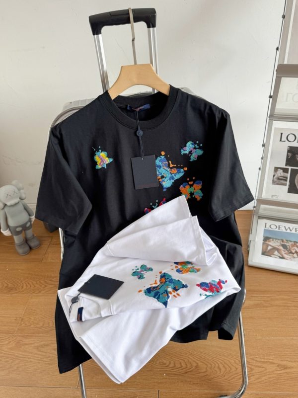 Best Selling Louis Vuitton Short Sleeves Black Silk Embroidered Collection