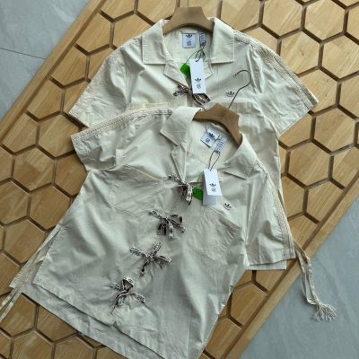 Luxury Adidas Short Sleeves Cream Cotton Luxury