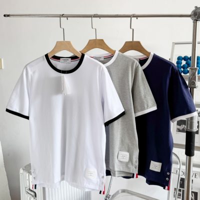 Luxury Thom Browne Short Sleeves White Cotton Breathable Collection