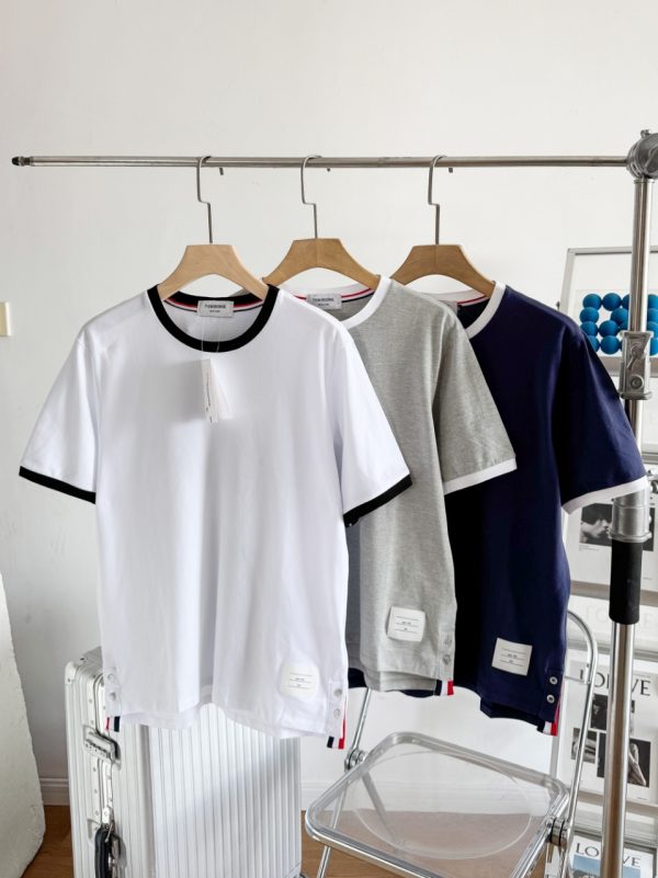 High Quality Thom Browne Short Sleeves White Cotton Breathable Luxury