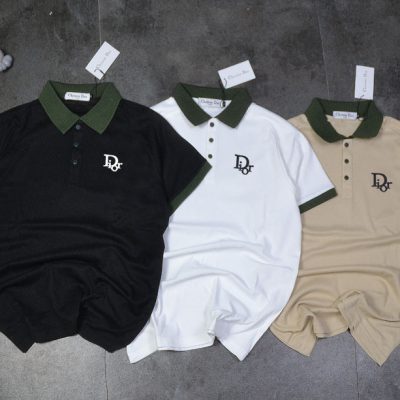 Premium Dior Polo Shirt Black Print Style