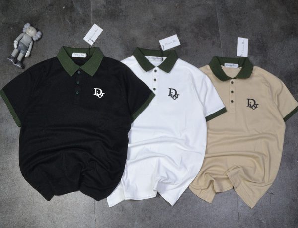 Premium Dior Polo Shirt Black Print Style