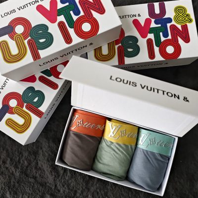 Premium Louis Vuitton Underwear Gray Spandex Solid Luxury