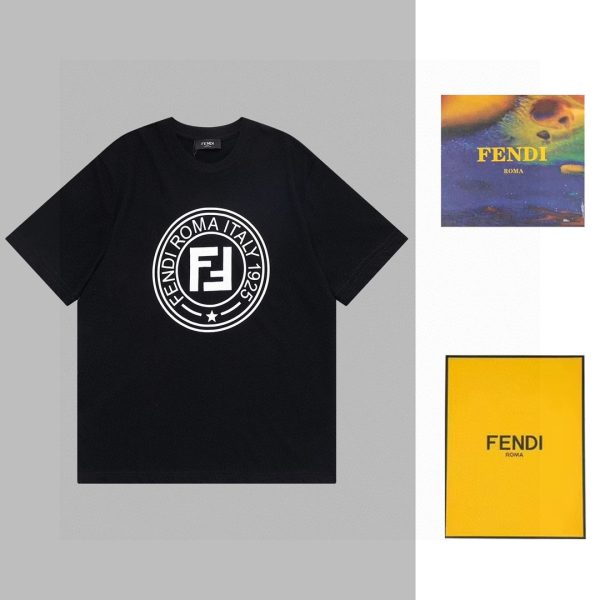 Best Selling Fendi Short Sleeves Black Cotton Classic Luxury