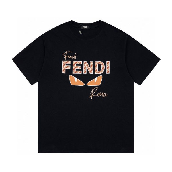 Luxury Fendi Short Sleeves Black Logo Collection