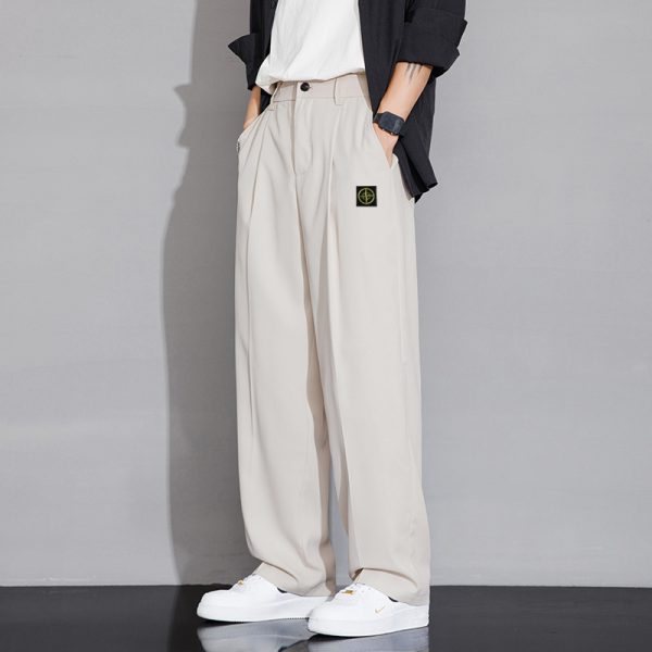 Premium Stone Island Casual Pants Black Solid Style