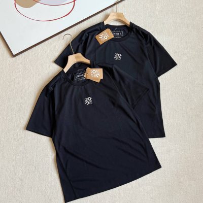 Premium Loewe Short-Sleeved Sportswear Black Logo Luxury