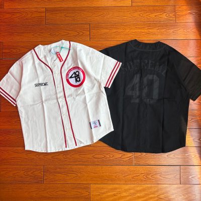 High Quality Supreme Short-Sleeved Shirts Black Jersey Logo Collection