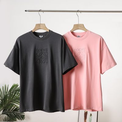 High Quality Loewe Short Sleeves Gray Cotton Logo Collection