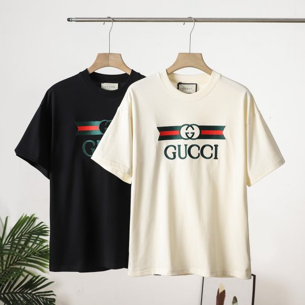 Best Selling Gucci Short Sleeves Black Cotton Logo Collection