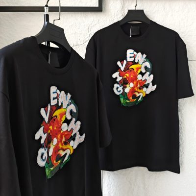 Premium Quality Givenchy Short Sleeves Black Cotton Print Style