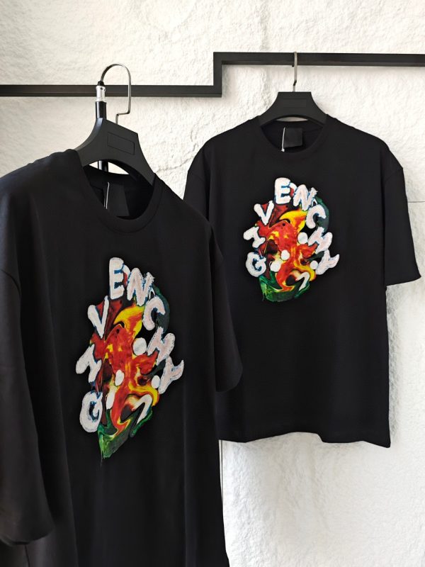 Premium Quality Givenchy Short Sleeves Black Cotton Print Style