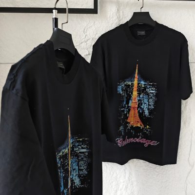 High Quality Balenciaga Short Sleeves Black Washed Style