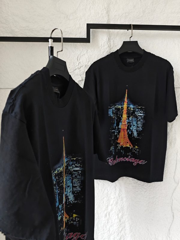 High Quality Balenciaga Short Sleeves Black Washed Style