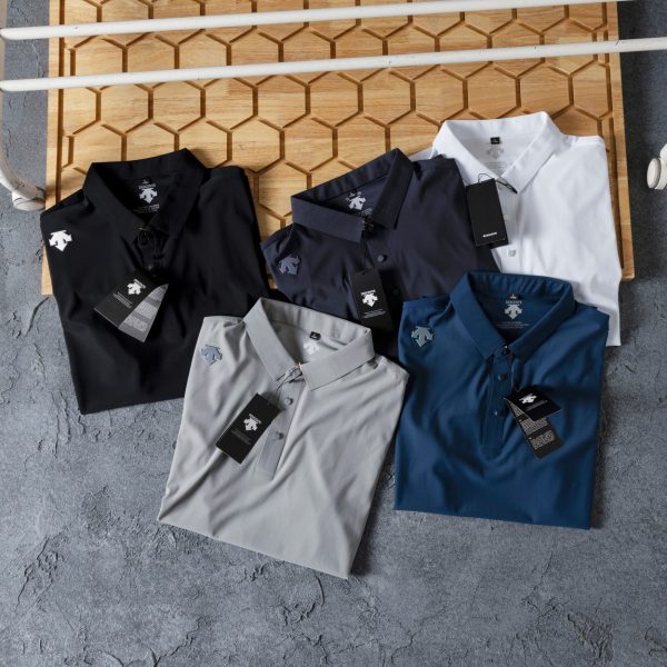 Premium Quality Descente Polo Shirt Black Silk Breathable Style