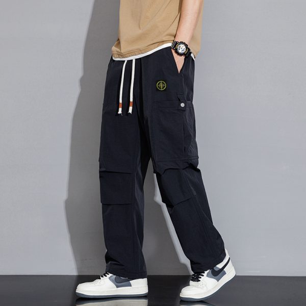 Premium Stone Island Casual Pants Black Solid Luxury