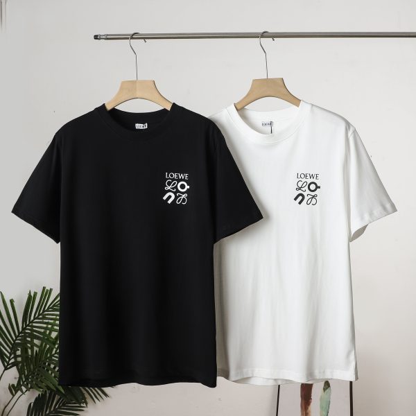 Premium Loewe Short-Sleeved T-Shirt Black Cotton Casual Style
