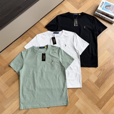 Luxury Ralph Lauren Short Sleeves Black Cotton Embroidered Collection