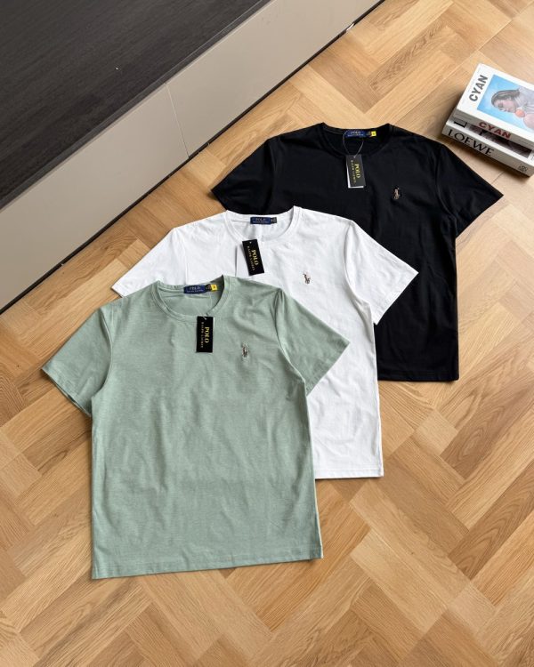Luxury Ralph Lauren Short Sleeves Black Cotton Embroidered Collection