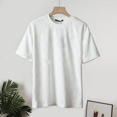 Luxury Louis Vuitton T-Shirt Cotton Plaid Style