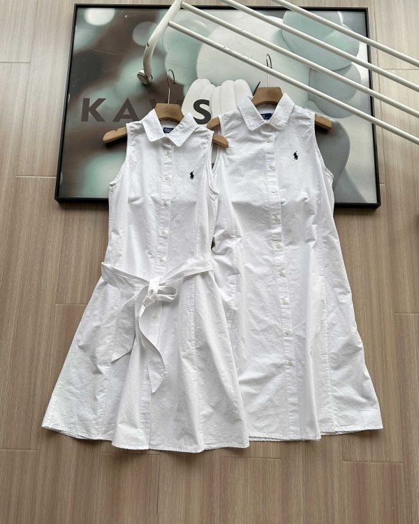 Premium Ralph Lauren Sleeveless White Cotton Embroidered Style
