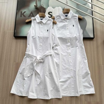 Premium Ralph Lauren Sleeveless White Cotton Embroidered Style