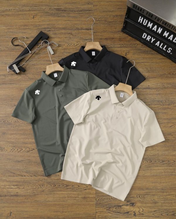 High Quality Descente Polo Shirt Black Polyester Classic Collection