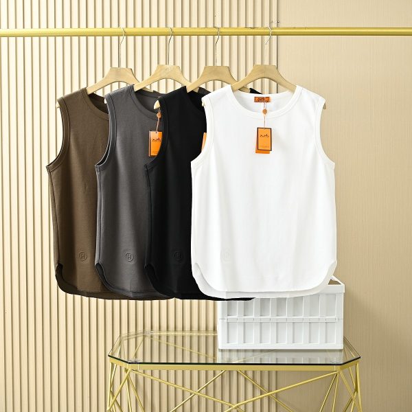 Luxury Herm???S Sleeveless White Cotton Classic Luxury